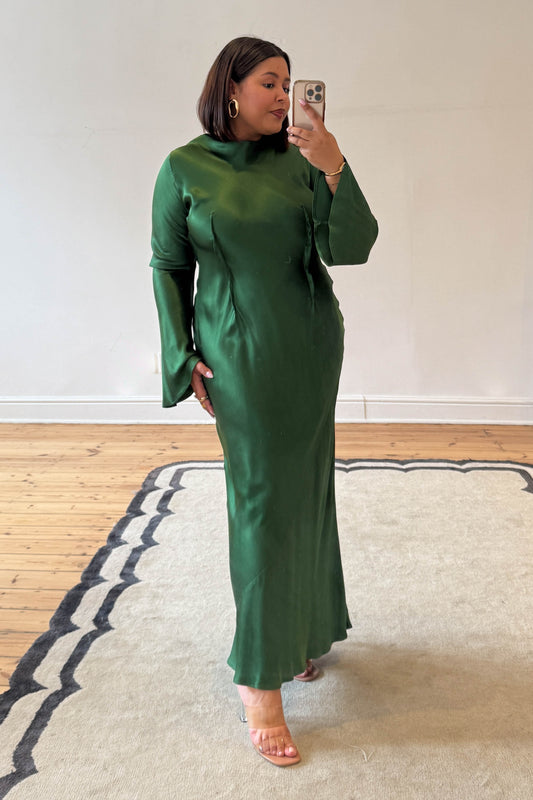 The Emerald Satin Dress