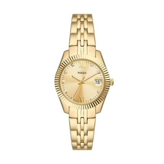 scarlette three-hand date gold-tone stainless steel watch