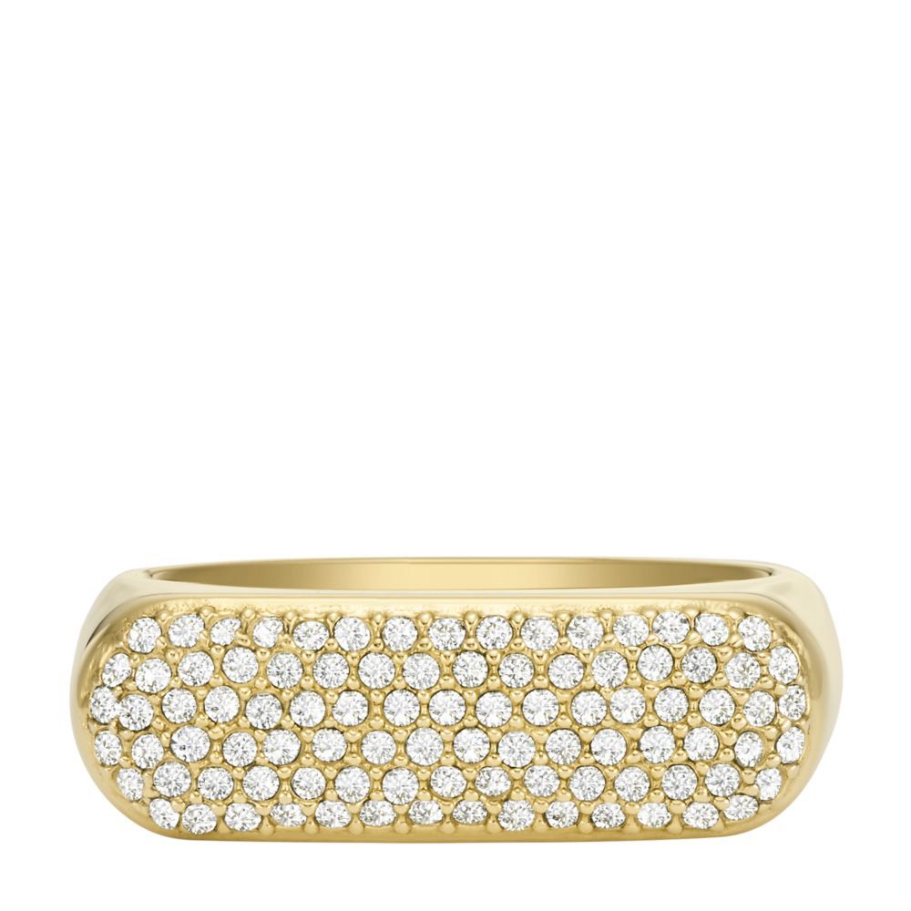 heritage d-link crystal gold-tone stainless steel ring