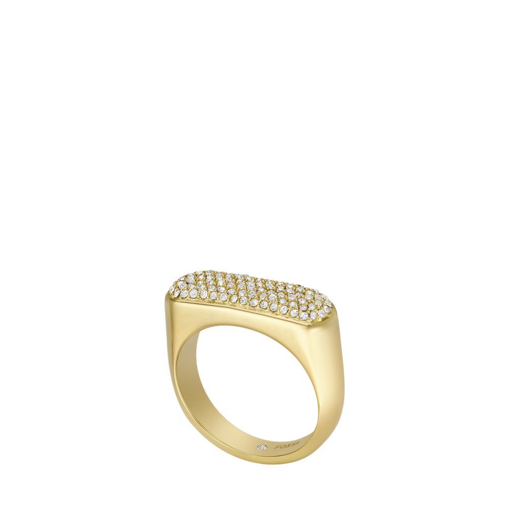 heritage d-link crystal gold-tone stainless steel ring