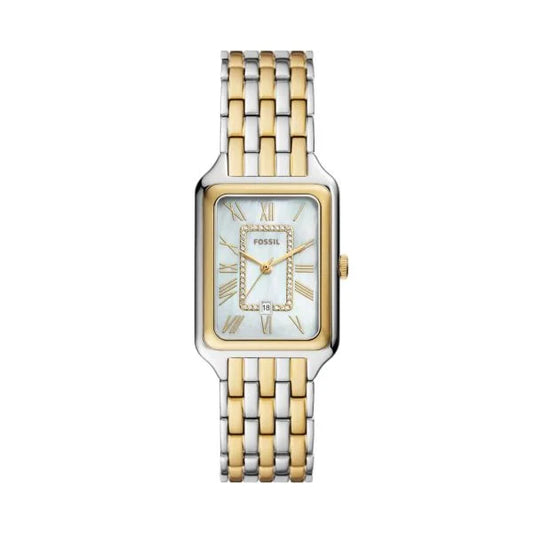 raquel three-hand date, two-tone stainless steel watch