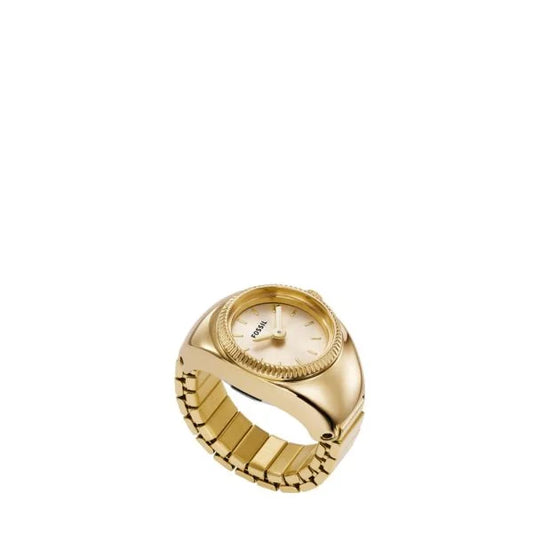 women's watch ring two-hand gold-tone stainless steel