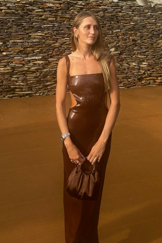 the sylvie dress in cocoa