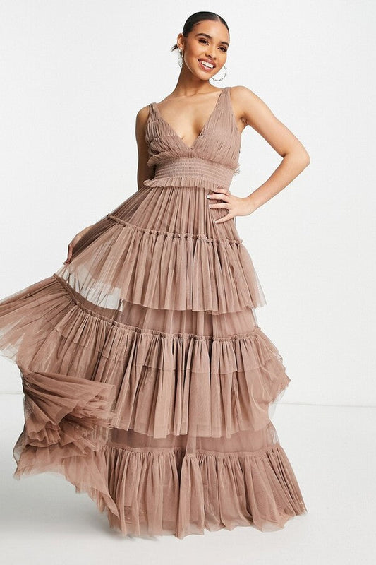 The Luna Maxi Dress in Taupe