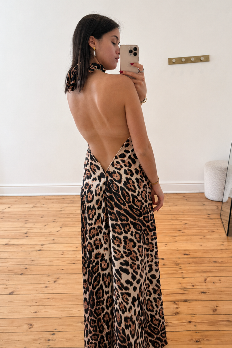 Leopard Halterneck Satin Dress | Lara Louise Designs Leopard Halterneck Satin Dress | Lara Louise Designs