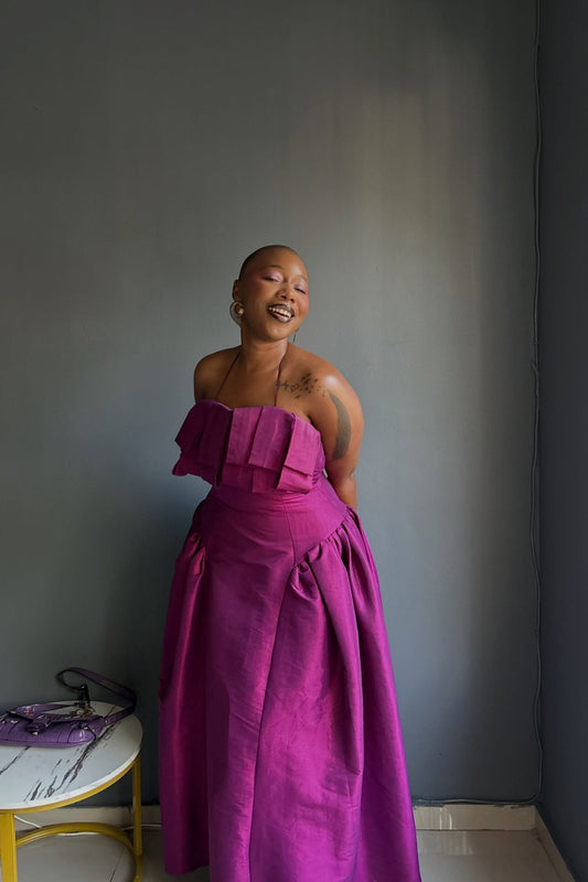The Makarios Dress by Desirée Iyama in plum – view 2