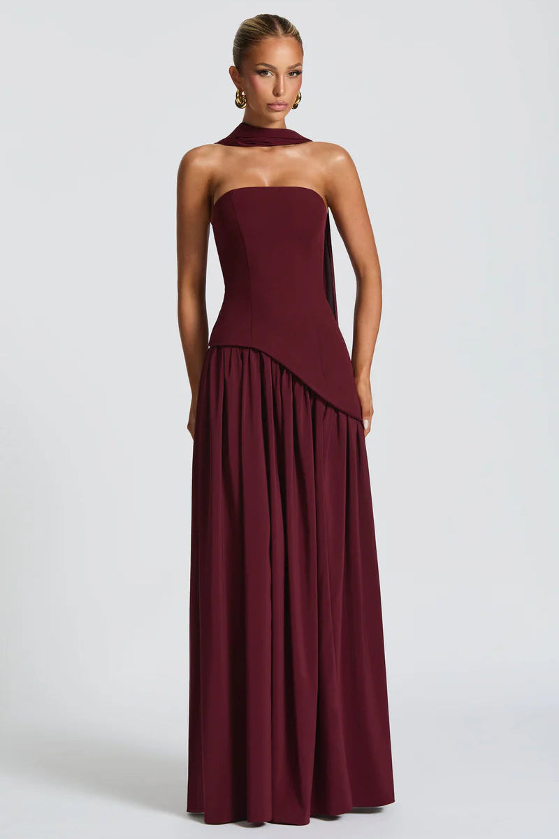 The Maliyah Maxi Dress in Cherry Lacquer