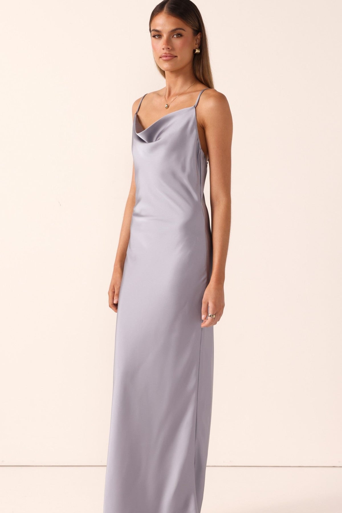 The Moroccan Cowl Neck Maxi Dress in Steel Blue by Billy J
