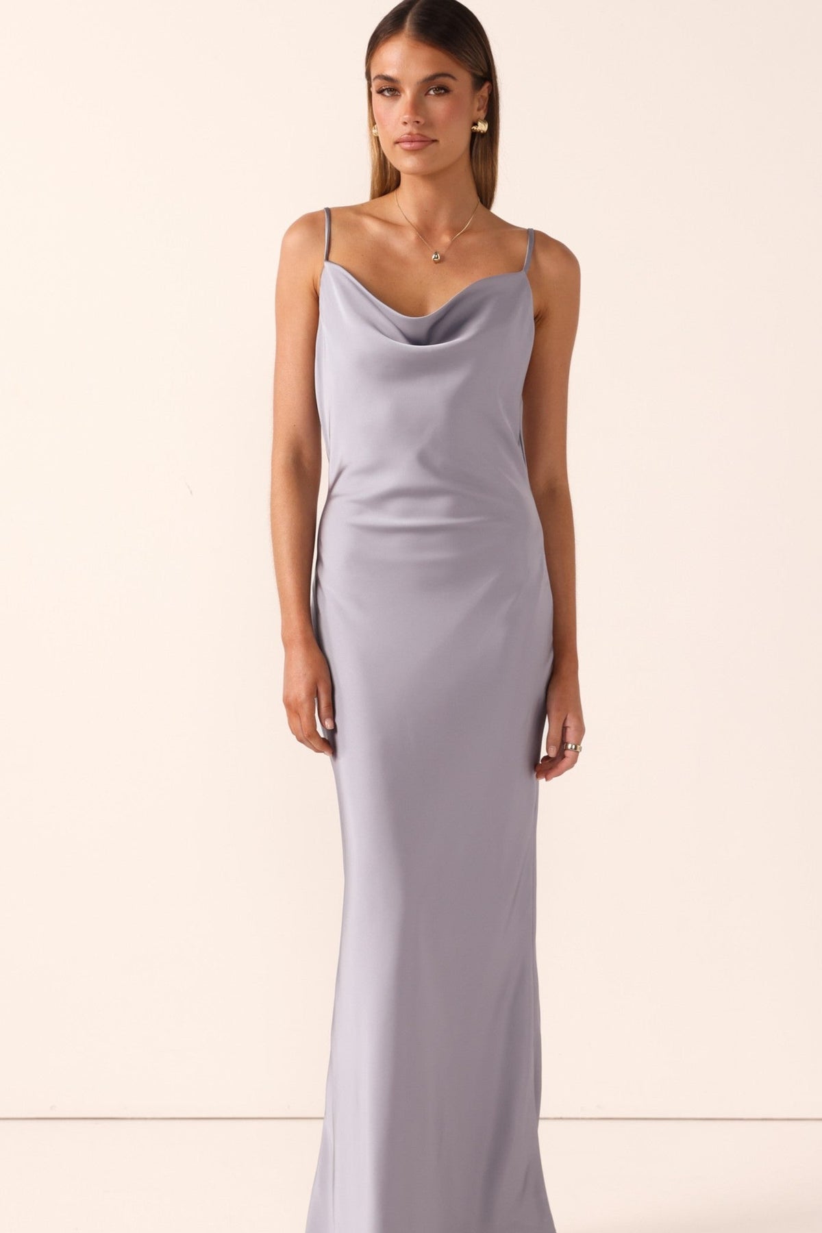 The Moroccan Cowl Neck Maxi Dress in Steel Blue by Billy J