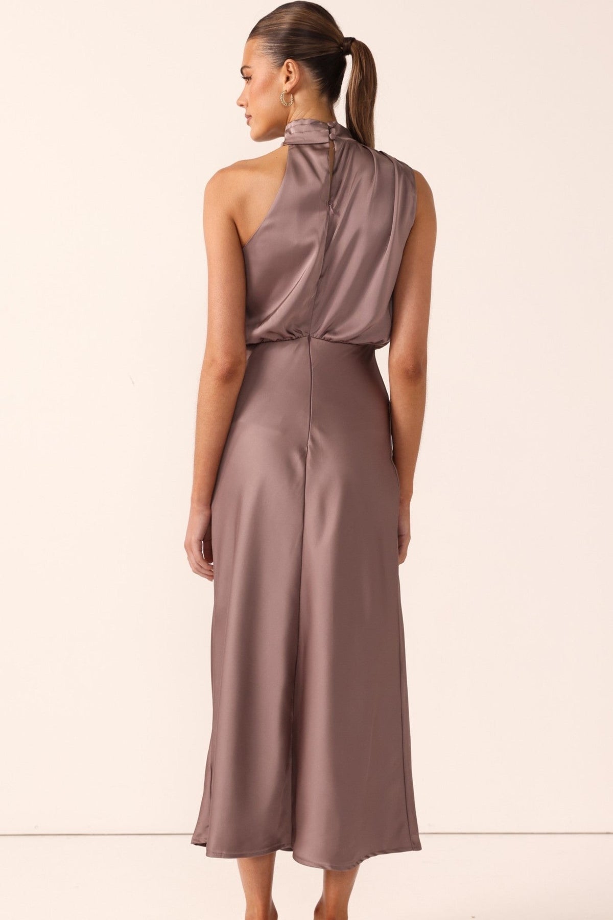 The Napoli High Neck Maxi Dress in Mushroom by Billy J