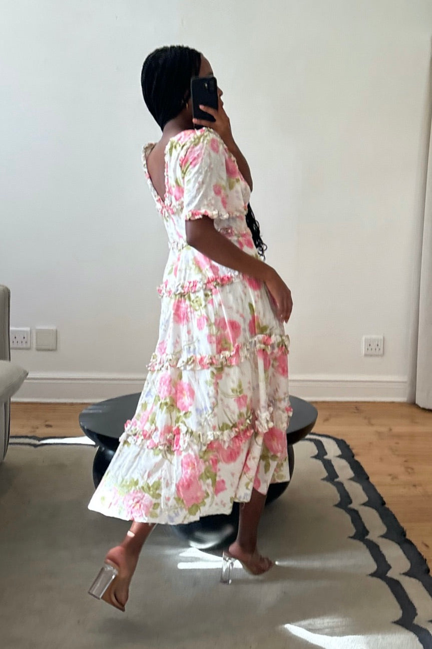 Floral printed midi-length dress Needle & Thread UK brand 