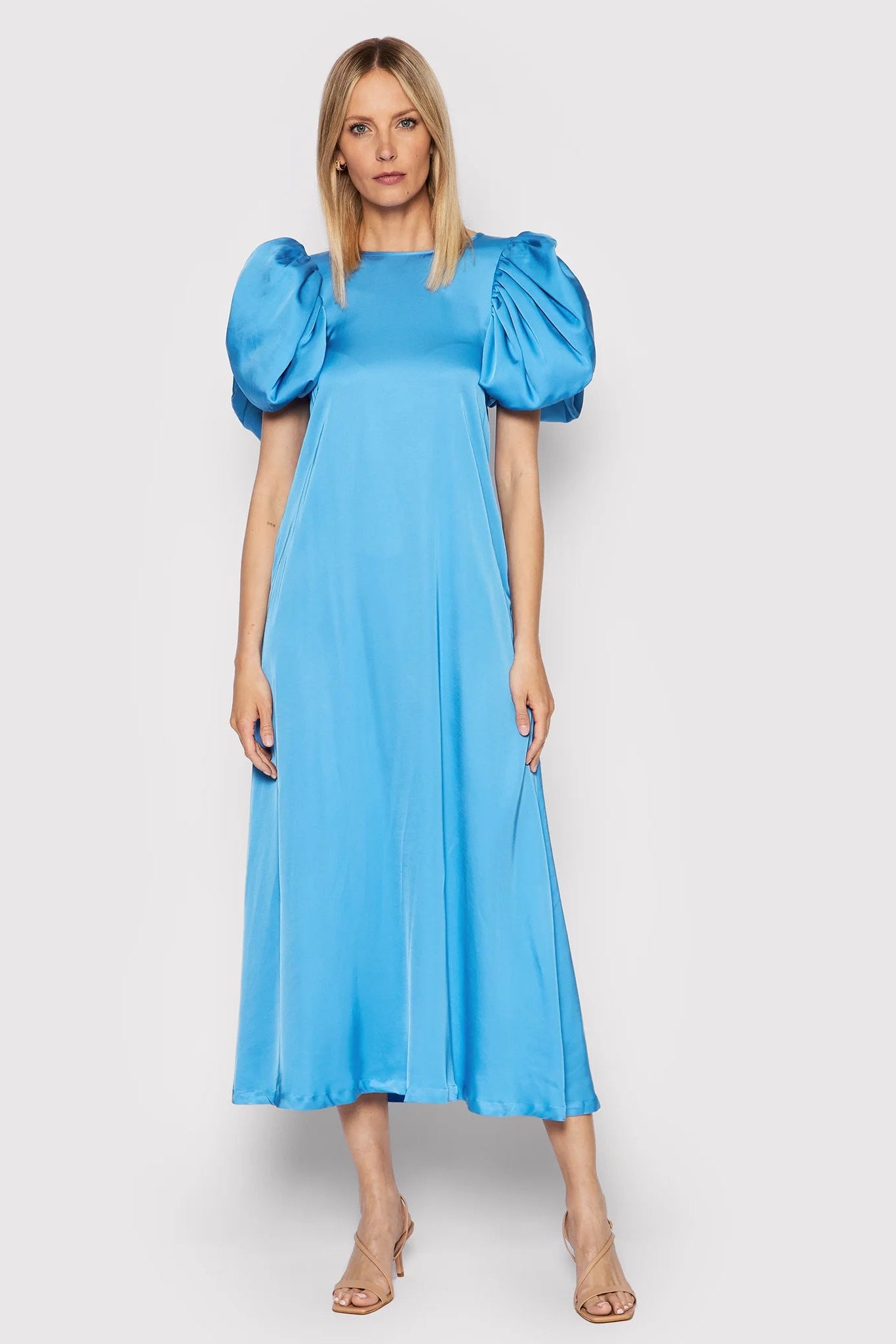 The Duddi Puff-Sleeve Midi Dress