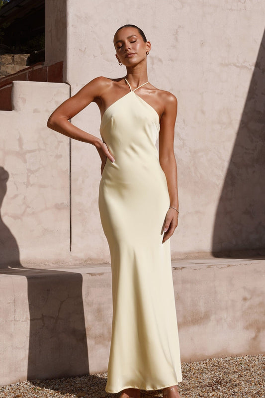 The Savanna Halter Maxi Dress in Yellow by Billy J