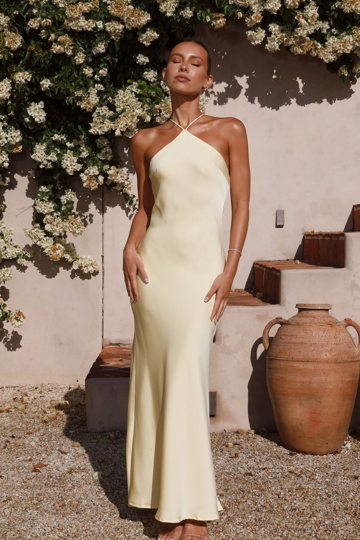The Savanna Halter Maxi Dress in Yellow by Billy J