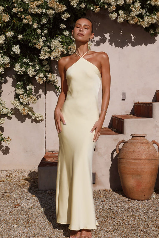 The Savanna Halter Maxi Dress in Yellow by Billy J