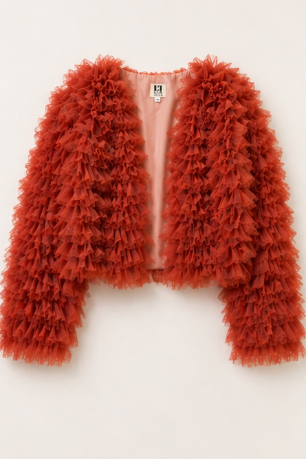 The Ruffle Statement Jacket in Rust