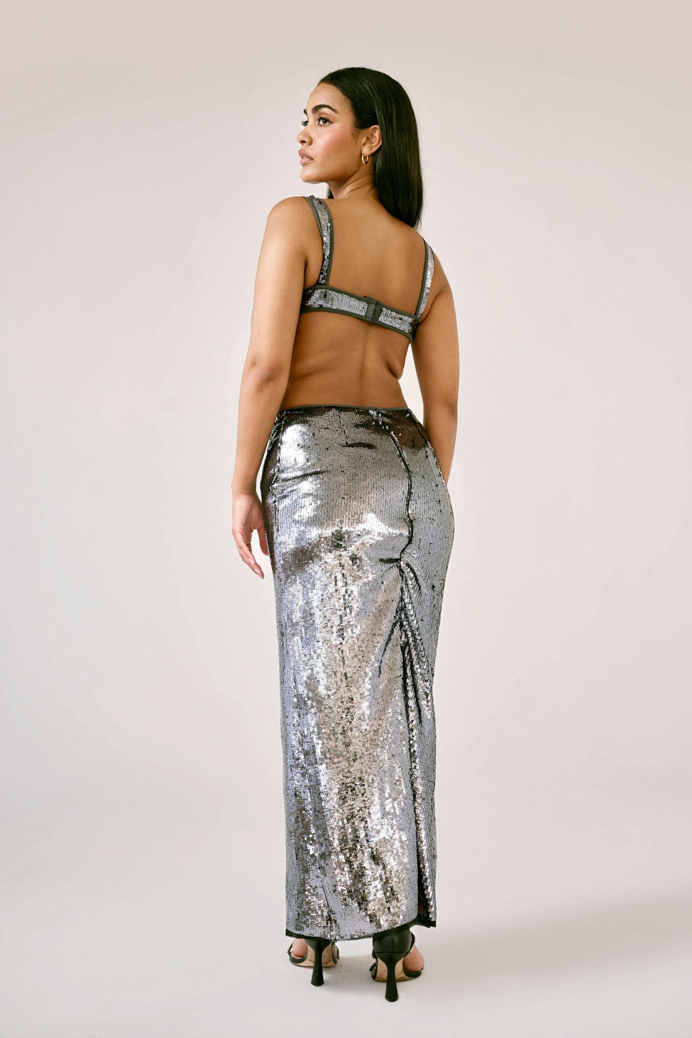 the nedira dress in pewter