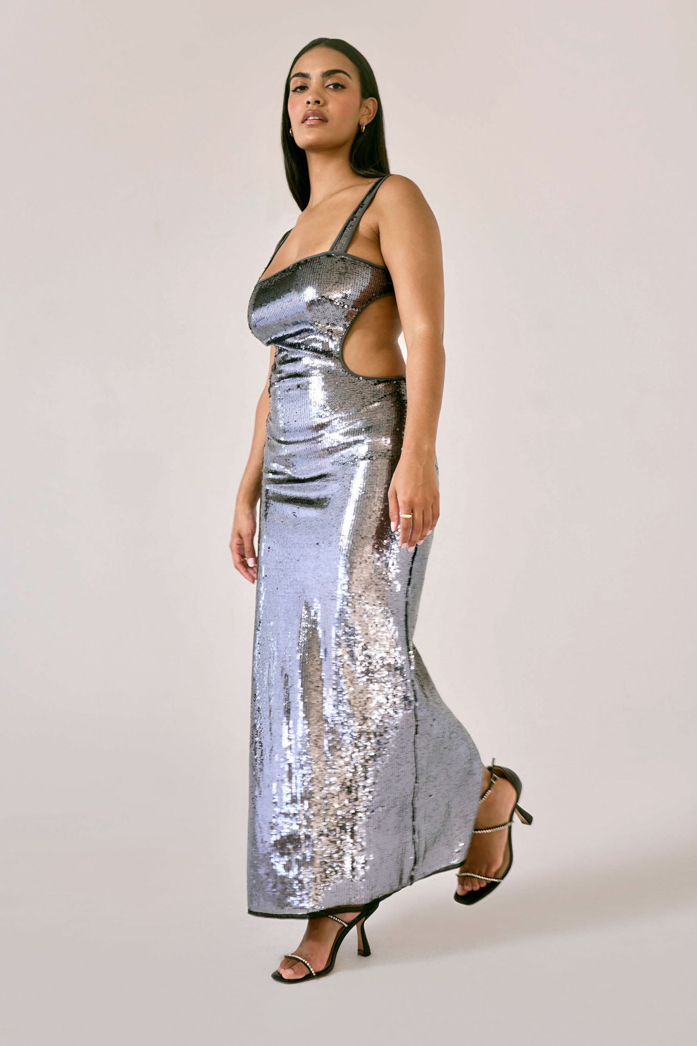 the nedira dress in pewter