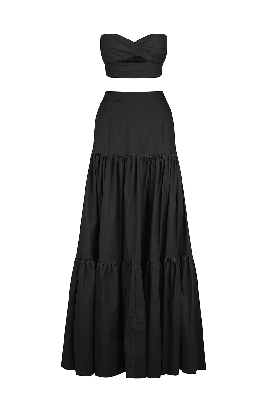 Vittoria Black Top and Maxi Skirt Set - Resale