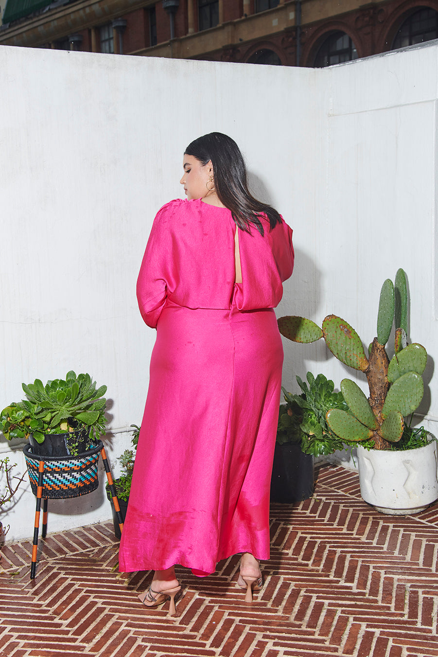 Cerise pink maxi top dress