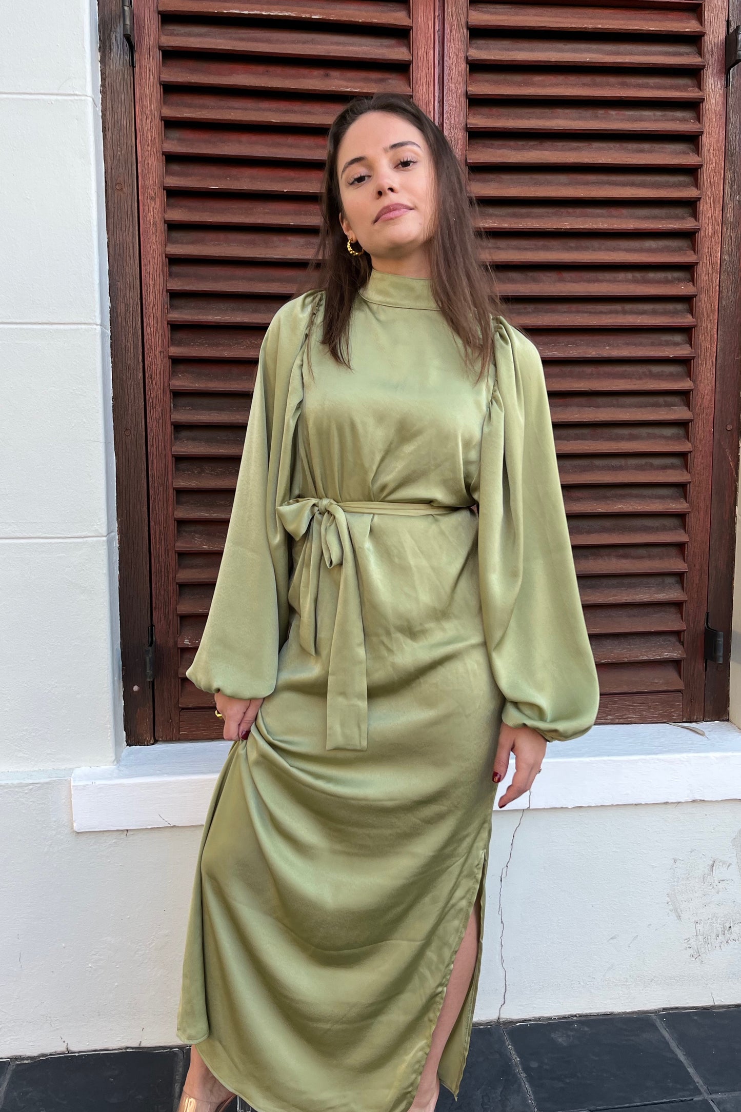 the harlow dress in fatigue